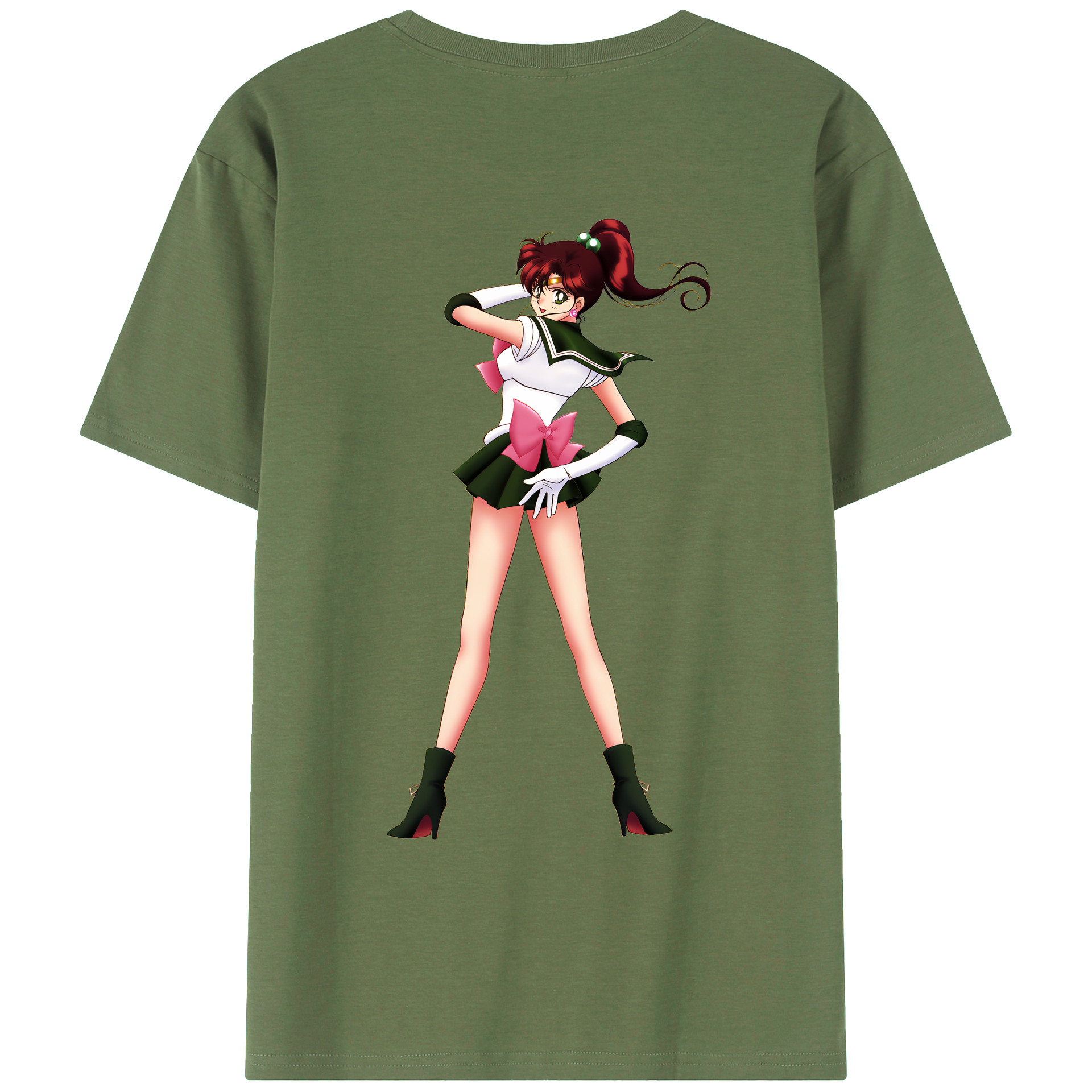（画像用） 美少女戦士セーラームーン 木野 まこと きの まこと Sailor Moon Kino Makoto （セーラージュピター；Sailor Jupiter） 綿100％ メンズ半袖Tシャツ（バックプリント） 通気性